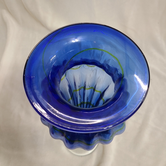 Blue & Yellow Art Glass Vase - Picture 4 of 6